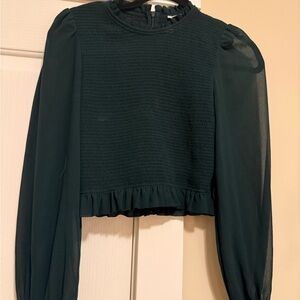 Aritzia Wilfred Dark Green textured top